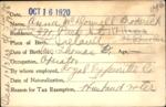 Voter registration card of Anna McDonnell Broderick, Hartford, October 16, 1920