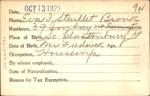 Voter registration card of Eva I. Steullet[?] Bronk, Hartford, October 13, 1920