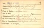 Voter registration card of Elizabeth A. Brook, Hartford, October 16, 1920
