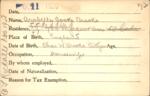 Voter registration card of Arabelle Cooke Brooks, Hartford, October 11, 1920