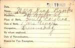 Voter registration card of Mary King Brooks, Hartford, October 19, 1920