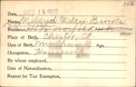 Voter registration card of Mildred Wilcox Brooks, Hartford, October 19, 1920