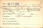 Voter registration card of Harriet Humphreys Brophy, Hartford, October 12, 1920