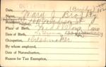 Voter registration card of Mary J. Brophy, Hartford, October 14, 1920