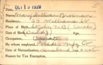 Voter registration card of Mary Sullivan Brosnan, Hartford, October 13, 1920