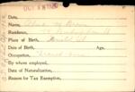 Voter registration card of Alma M. Brown, Hartford, October 18, 1920