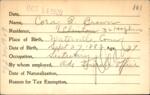 Voter registration card of Cora B. Brown, Hartford, October 14, 1920