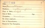 Voter registration card of Fannie F. Brown, Hartford, October 12, 1920