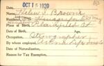 Voter registration card of Helen I. Browne, Hartford, October 15, 1920