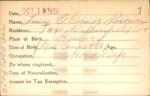 Voter registration card of Lucy O’Connor Brown, Hartford, October 18, 1920