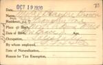Voter registration card of Mabel Beaupre Brown, Hartford, October 19, 1920