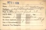 Voter registration card of Mary J. Brown, Hartford, October 15, 1920