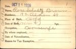 Voter registration card of Rose Schultz Brown, Hartford, October 15, 1920