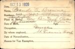 Voter registration card of Maude E. Browne, Hartford, October 13, 1920