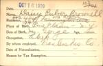 Voter registration card of Daisy Pulver Brownell, Hartford, October 16, 1920