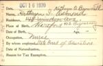 Voter registration card of Kathryn I. Osmond (Brownell), Hartford, October 16, 1920