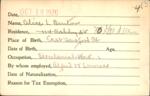 Voter registration card of Alice L. Bruton, Hartford, October 18, 1920