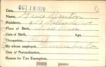Voter registration card of Grace Bruton, Hartford, October 18, 1920