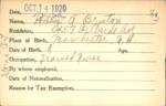 Voter registration card of Mary (Mabel) A. Bruton, Hartford, October 14, 1920