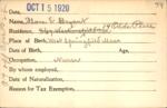 Voter registration card of Flora E. Bryant, Hartford, October 15, 1920