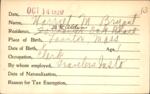 Voter registration card of Harriet M. Bryant, Hartford, October 14, 1920