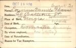 Voter registration card of Louvina Daniels Glass (Bryant), Hartford, October 19, 1920