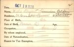 Voter registration card of Willie Bryant Boarden (Bolden), Hartford, October 18, 1920