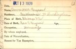 Voter registration card of Anne Hall Bryson, Hartford, October 13, 1920