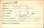 Voter registration card of C. Lilly Buck, Hartford, October 13, 1920