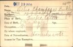 Voter registration card of Delia Champagne Buckley, Hartford, October 19, 1920
