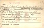 Voter registration card of Ellen Leach Buckley, Hartford, October 19, 1920
