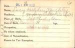 Voter registration card of Lucy Kelleher Buckley, Hartford, October 19, 1920