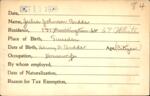 Voter registration card of Julia Johnson Budde, Hartford, October 13, 1920