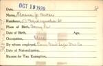 Voter registration card of Florence J. Buker, Hartford, October 19, 1920