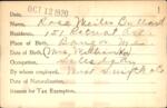 Voter registration card of Rose Weiler Bullard, Hartford, October 12, 1920