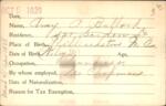 Voter registration card of Amy A. Bullock, Hartford, October 9, 1920