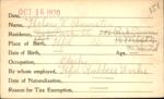 Voter registration card of Helen V. Bumster, Hartford, October 16, 1920
