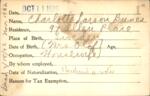 Voter registration card of Charlotte Larson Bunes, Hartford, October 11, 1920