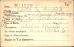 Voter registration card of Edith M. Burdick, Hartford, October 18, 1920