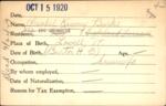 Voter registration card of Isabel Kinney Burke, Hartford, October 15, 1920