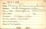 Voter registration card of Mary Flannery Burke, Hartford, October 11, 1920