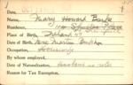 Voter registration card of Mary Howard Burke, Hartford, October 14, 1920