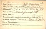Voter registration card of Frances R.H. Tefft (Burnham), Hartford, October 14, 1920