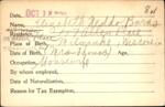 Voter registration card of Elizabeth Neddo Burns, Hartford, October 18, 1920