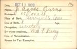 Voter registration card of J. Agnes Burns, Hartford, October 13, 1920