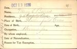 Voter registration card of Mary E. Burns, Hartford, October 13, 1920