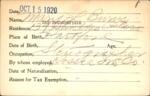Voter registration card of Mary L. Burns, Hartford, October 15, 1920