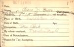 Voter registration card of Clara J. Burr, Hartford, October 14, 1920