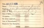 Voter registration card of Mary Harris Burr, Hartford, October 12, 1920