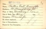 Voter registration card of Hattie Peet Burritt, Hartford, October 16, 1920